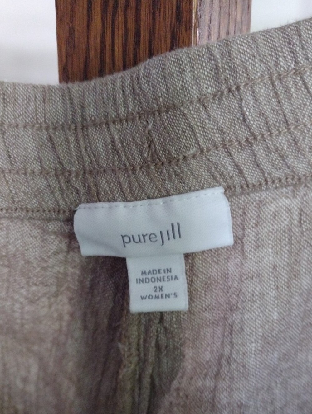 Women's Lightweight Relaxed Linen Blend Wide Leg Capri Pants - Tan Size 2X - Picture 4 of 7